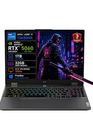 Lenovo LOQ 17IRX10 83JH00CKTR i7-13645HX 32 GB 1 TB SSD RTX5060 17.3" Free Dos Dizüstü Bilgisayar (0) SÜPER 89.999 TL SEPETTE - Görsel 1