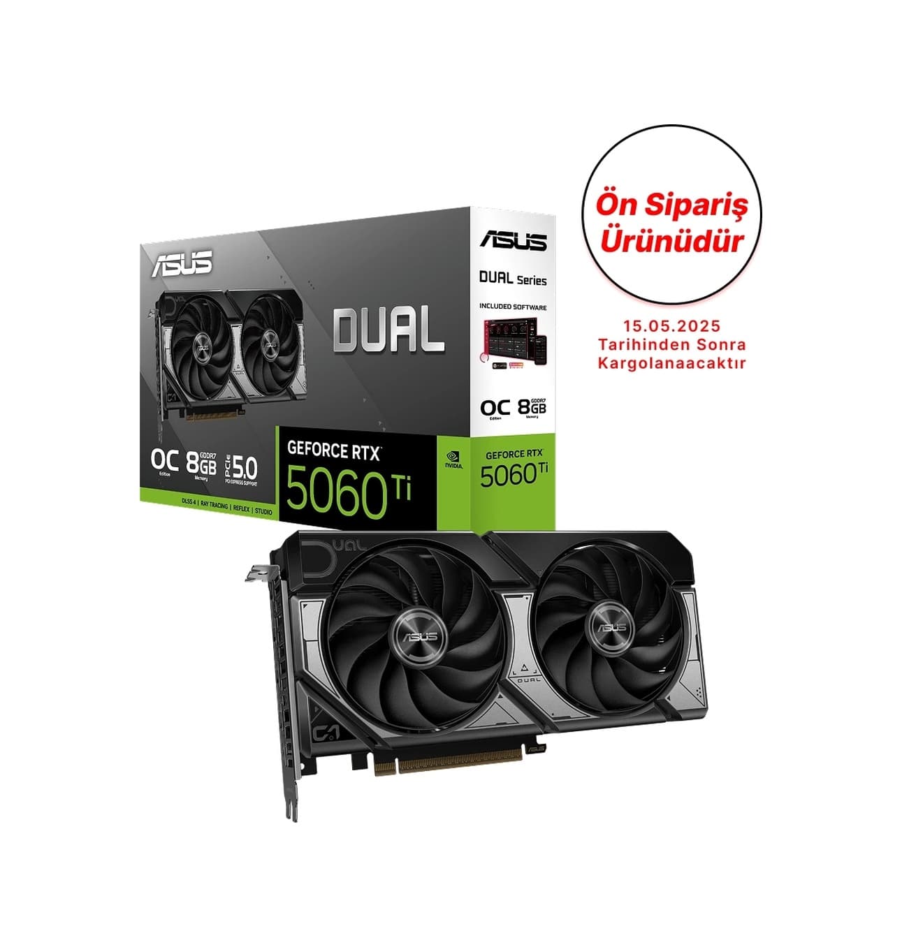 Asus Geforce Dual Rtx 5060 Ti Oc O8g 8gb Gddr7 128 Bit Ekran Kartı