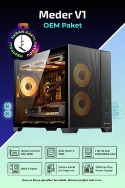 IH Meder V1 R5-7600 32 GB 1 TB SSD 12 GB RTX5070 FreeDos Masaüstü Bilgisayar