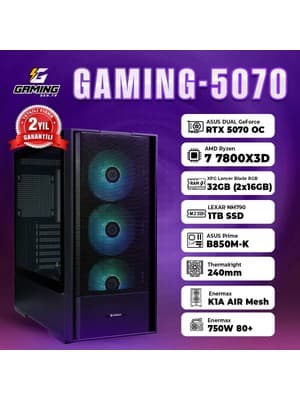 GamingGenTR GAMING-5070 / Ryzen 7 7800X3D Tray / Asus Dual Geforce Rtx 5070 Oc 12GB / 32 GB Ram / 1 Tb SSD Oem Paket fiyatı - EnUcuzSistem
