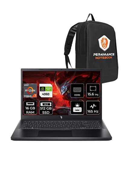 ACER Nitro V15 R7-7735HS 16GB 512GB SSD RTX4060/8GB 15.6'' 165Hz FHD FDOS & PER4 ÇANTA - Görsel 1