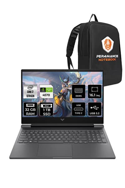 HP Victus 16 i7 13700H 32GB DDR5 1TB SSD RTX4070/8GB 144Hz 16.1'' FDOS Gaming Laptop & PER4 ÇANTA - Görsel 1