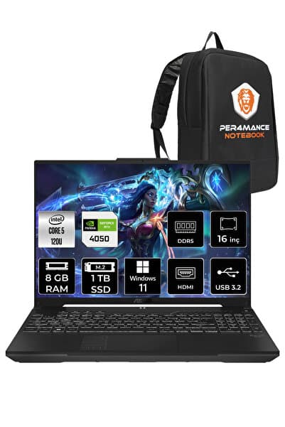 ASUS TUF Gaming F16 Core 5 210H 8GB 1TB SSD RTX4050/6GB 140W WUXGA 16" W11H LP029 & PER4 ÇANTA - Görsel 1