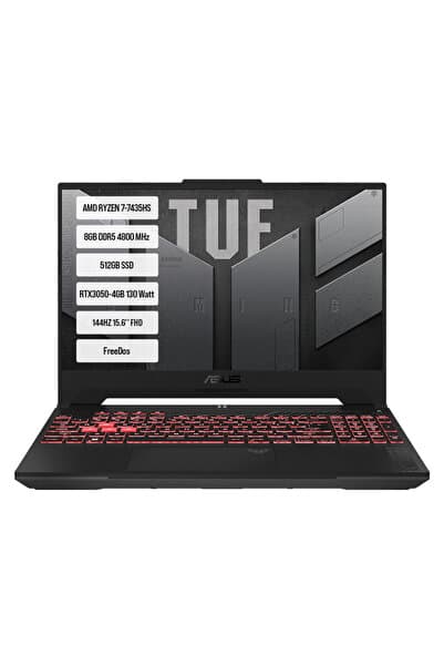 ASUS TUF Gaming A15-FA506NCR-HN114-Gaming-AMD Ryzen 7 GeForce RTX 3050 8GB 512GB SSD 15.6'' Notebook - Görsel 1