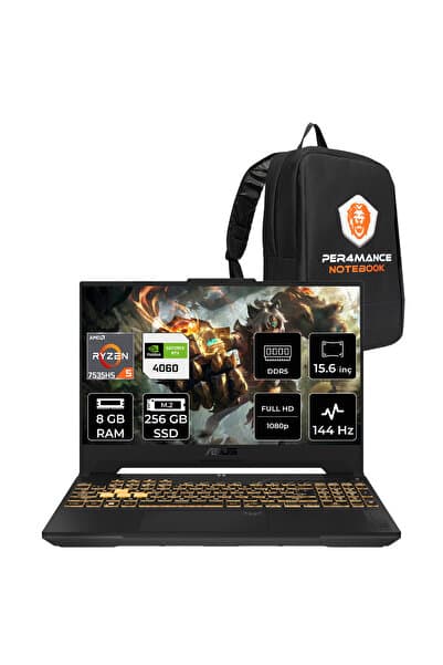ASUS Tuf Gaming i7 13620H RTX 4060 8GB RAM 256GB SSD 15.6" FHD 144Hz FreeDOS FX507VVLP269P301 Gaming Laptop + Per4 Çanta - Görsel 1