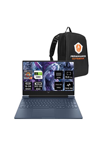 HP Victus 15 R5 8645HS 16GB RAM 512GB SSD RTX4060/8GB 144Hz 15.6'' FHD FDOS Gaming Laptop & ÇANTA - Görsel 1