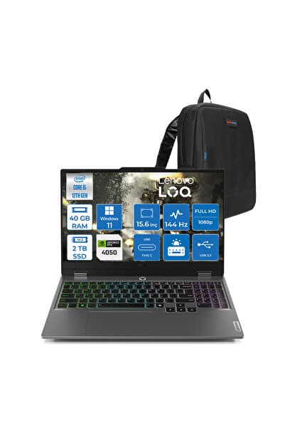 LENOVO Loq I5 12600HX 40gb 2tb SSD 6GB/RTX4050 105W IPS 144Hz W11H 15.6" Fhd W83GS00PETRH15+ZETTACNT - Görsel 1