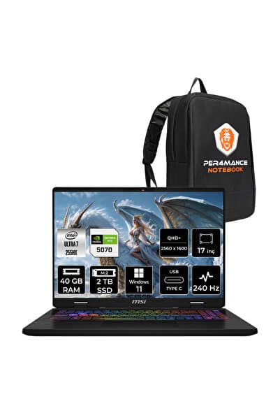 MSI Crosshair 17 HX AI Ultra 7 255HX 40GB 2TB SSD RTX5070/8GB 115W 17" 2K QHD+ 240Hz W11P Gaming - Görsel 1