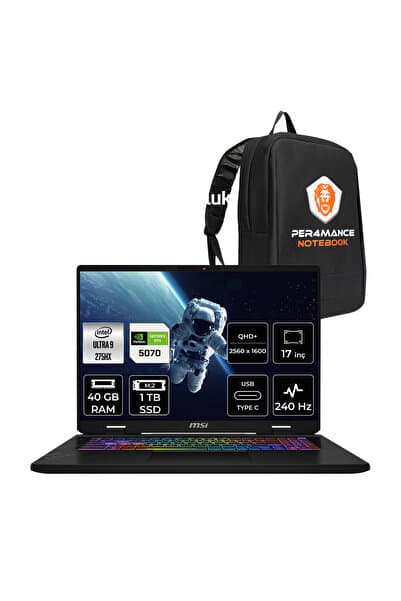 MSI Crosshair 17 HX AI Ultra 9 275HX 40GB 1TB SSD RTX5070/8GB 115W 17" 2K QHD+ 240Hz FDOS Gaming - Görsel 1