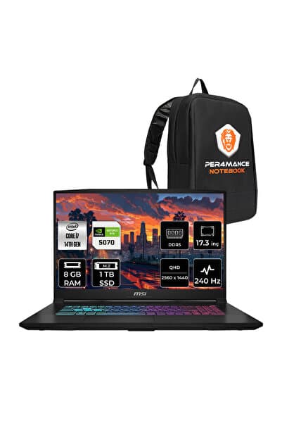 MSI Katana 17 HX i7-14650HX 8GB 1TB SSD RTX5070/8GB 17.3'' 2K QHD 240Hz FDOS Gaming Laptop B14WGK - Görsel 1