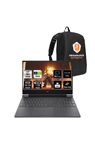 HP Victus 16 i5 14450HX 16GB 1TB SSD RTX4050/6GB 16.1" FHD 144Hz FDOS Gaming Laptop & PER4 Çanta - Görsel 1