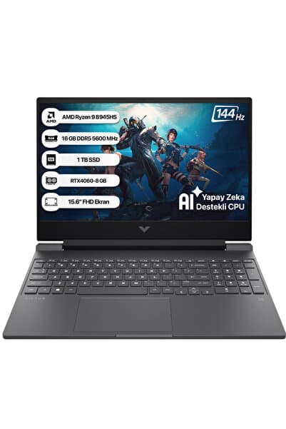 HP Victus B82WCEA AMD Ryzen 9 8945HS 16GB 1TB SSD RTX4060-8GB Freedos 15.6" Taşınabilir Bilgisayar - Görsel 1