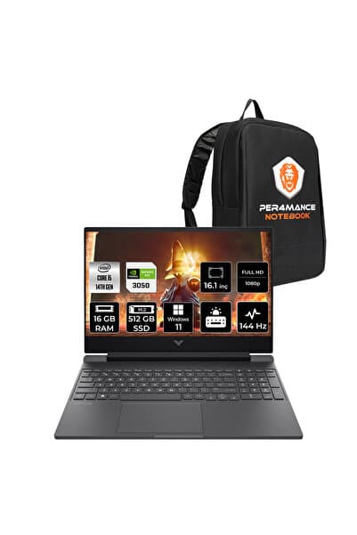 HP Victus 16 i5 14450HX 16GB 512GB SSD RTX4050/6GB 16.1" FHD 144Hz W11H Gaming Laptop & PER4 Çanta - Görsel 1