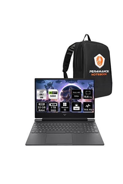 HP Victus 15 Intel Core 7 240H 32GB 1TB SSD RTX5060/8GB 15.6'' 144Hz FHD W11H Gaming Laptop - Görsel 1