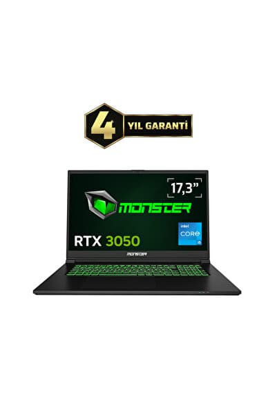 MONSTER Abra A7 V15.3.3 Intel Core I5 13500H 16 GB RAM 500 GB SSD 6 GB RTX 3050 Windows 11 17,3" Fhd 144 Hz - Görsel 1
