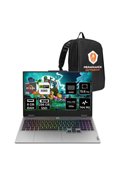 LENOVO Loq Ryzen 7 250 8GB 256GB SSD RTX5060/8GB 100W 144Hz FHD 15.6" FDOS Gaming Laptop & Çanta - Görsel 1