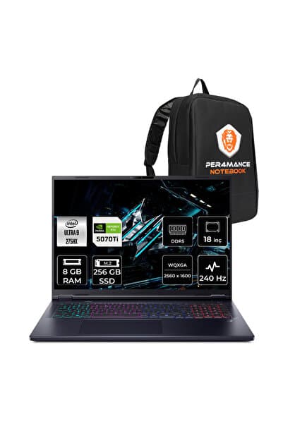ACER Predator Helios Neo18 Ultra9 275HX 8GB 256GB SSD RTX5070Ti/12GB 18" QHD+ FDOS Gaming Laptop - Görsel 1