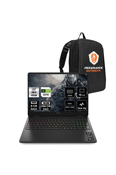 HP Omen 16 i9-14900HX 8GB 256GB SSD RTX5070/8GB 16" FHD+ FDOS Gaming Laptop & Per4 Çanta - Görsel 1