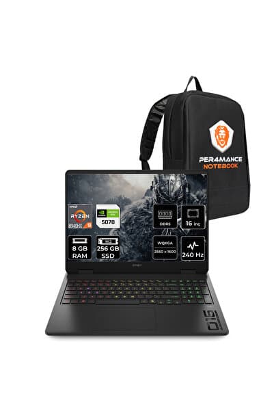 HP Omen 16 R9-8940HX 8GB 256GB SSD RTX5070/8GB 16" QHD+ 240Hz FDOS Gaming Laptop & Per4 Çanta - Görsel 1