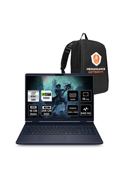 Dell Alienware 16X Aurora Core Ultra 7 255HX RTX 5060 8GB 16GB RAM 256GB SSD 16" QHD+ FreeDOS AC16251CU732156WP307 Gaming Laptop + Per4 Çanta - Görsel 1