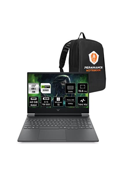 HP Victus 15 Core5 210H 40GB 4TB+4TB SSD RTX5060/8GB 15.6" FHD 144Hz W11H Gaming Laptop & PER4 ÇANTA - Görsel 1