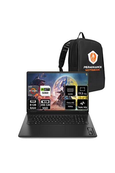 HP Omen 17 Ryzen AI 7 350 8GB 256GB SSD RTX5060/8GB 17.3" FHD 144Hz FDOS Gaming Laptop & Çanta - Görsel 1