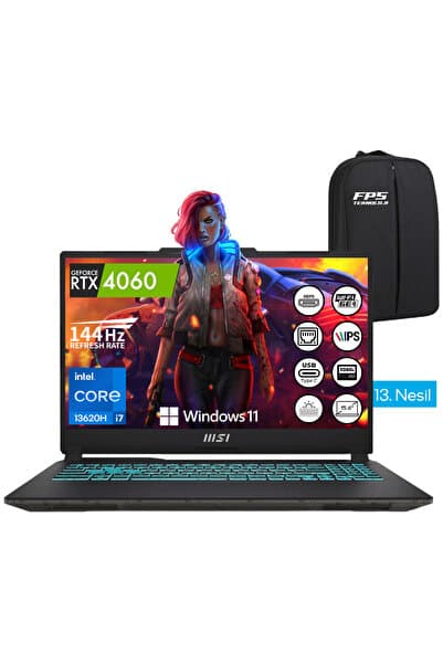 MSI CYBORG 15 i7-13620H 32GB RAM 1TB SSD RTX4060 15.6" FHD IPS 144Hz W11 Taşınabilir Bilgisayar - Görsel 1