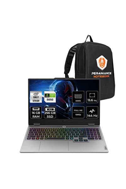 LENOVO LOQ i7 13700HX 16GB 256GB SSD RTX5050/8GB 100W 15.6" FHD 144Hz FDOS Gaming Laptop & PER4 - Görsel 1