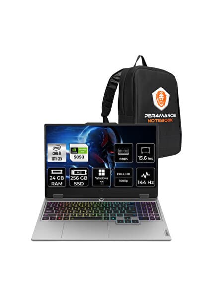 LENOVO LOQ i7 13700HX 24GB 256GB SSD RTX5050/8GB 100W 15.6" FHD 144Hz W11H Gaming Laptop & PER4 - Görsel 1