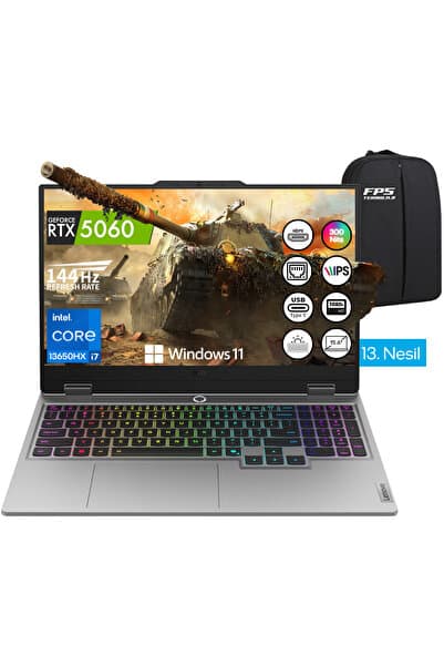LENOVO LOQ İ7-13650HX RTX5060 100W 12GB RAM 512GB SSD 15.6" FHD IPS 144Hz W11 Taşınabilir Bilgisayar - Görsel 1