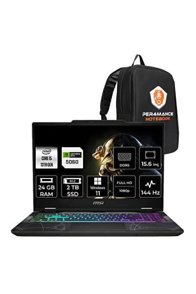 MSI Cyborg 15 i5 13420H 24GB 2TB SSD RTX5060/8GB 15.6" FHD 144Hz W11H Gaming Laptop B13WFKG - Görsel 1