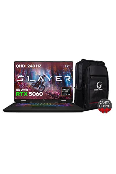 Game Garaj Slayer R9M XL-5060 C2 AMD Ryzen 9 8940HX 32GB RAM 1TB SSD RTX5060 17" QHD+ 240Hz IPS FreeDOS - Görsel 1