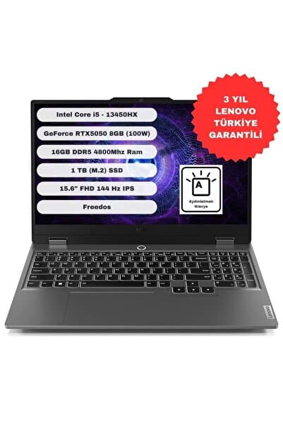 LENOVO LOQ 15IRX10 Intel Core i5 13450HX 16GB 1TB SSD RTX5050 Freedos 15.6" FHD 83JE00XNTR - Görsel 1