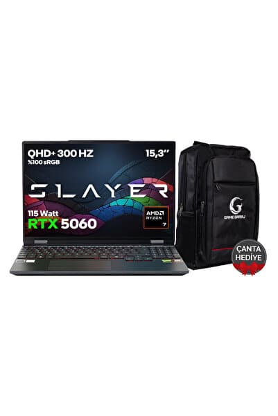 Game Garaj Slayer SR7T-5060 C8 AMD Ryzen 7 255 16GB RAM 500GB SSD RTX5060 15.3" QHD+ 300Hz IPS FreeDOS - Görsel 1