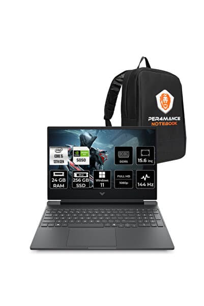 HP Victus 15 i5-13420H 24GB 256GB SSD RTX5050/8GB 15.6'' FHD 144Hz W11P Gaming Laptop & Per4 ÇANTA - Görsel 1
