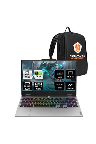 LENOVO LOQ 15IRX10 i7-13700HX 16GB 512GB SSD RTX5050/8GB 100W 15.6'' FHD FDOS Gaming Laptop & ÇANTA - Görsel 1