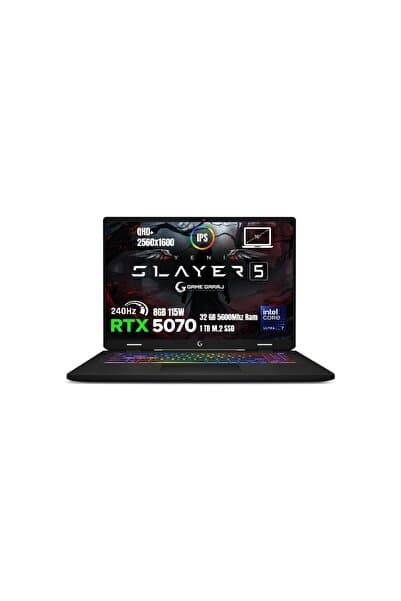 Game Garaj GG Slayer5 7-5070 C6 ULTRA 7-255HX RTX5070 1x32GB 1TB 16" QHD+ DOS - Görsel 1