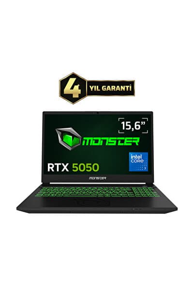 MONSTER Abra A5 V22.2.9 Intel Core 7 250H 64GB RAM 1TB SSD RTX 5050 Windows 11 15,6" FHD 144 Hz - Görsel 1
