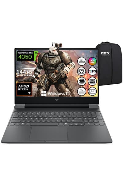 HP Victus 15 Ryzen 7 7445H RTX4050 24GB RAM 512GB SSD 15.6" FHD IPS 144Hz W11 Taşınabilir Bilgisayar - Görsel 1