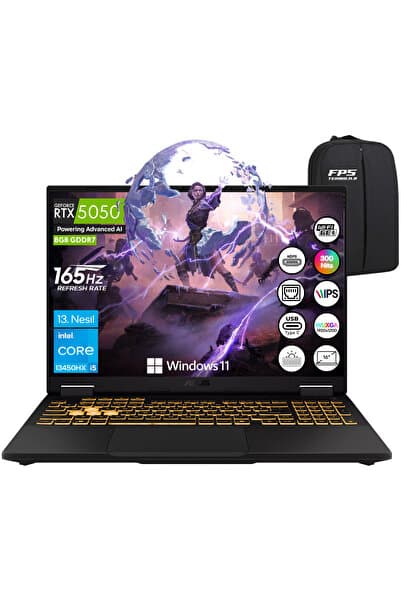 ASUS Tuf Gaming F16 İ5-13450HX RTX5050 24GB RAM 512GB SSD 16" IPS WUXGA 165Hz Taşınabilir Bilgisayar - Görsel 1
