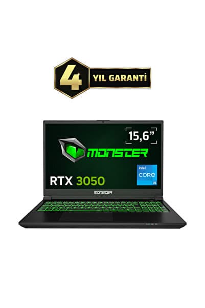 MONSTER Abra A5 V21.6.6 Intel Core i5 13420H 8 GB 500 GB SSD 4 GB RTX 3050 FreeDOS 15,6" 144 Hz - Görsel 1