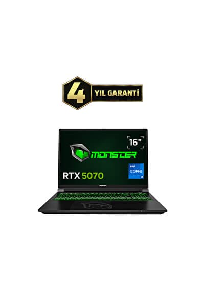 MONSTER Tulpar T6 V3.4.4 Intel Core i7 13700HX 16 GB RAM 1 TB SSD 8 GB RTX 5070 FreeDOS 16" FHD+ 165 Hz - Görsel 1