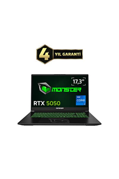 MONSTER Abra A7 V16.2.2 Intel Core i7 13700HX 32 GB RAM 1 TB SSD 8 GB RTX 5050 FreeDOS 17,3" FHD 144 Hz - Görsel 1