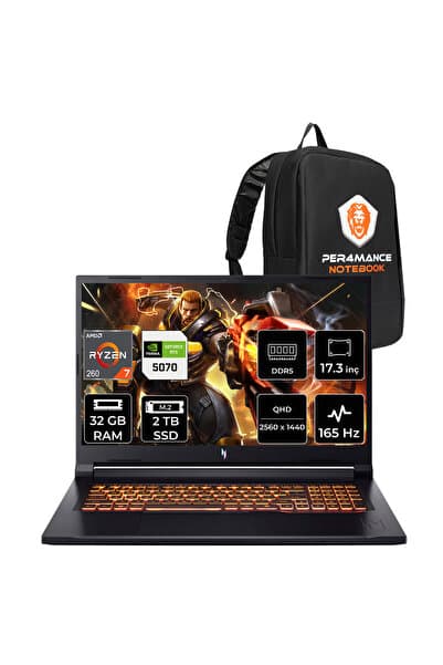 ACER Nitro V17 AI Ryzen 7 260 32GB 2TB SSD RTX5070/8GB 85W 17.3" QHD 165Hz FDOS Gaming Laptop - Görsel 1