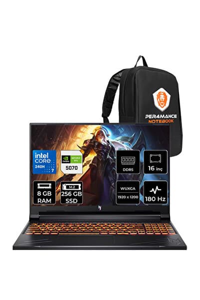 ACER Nitro V 16 Core 7 240H RTX 5070 8GB 8GB RAM 256GB SSD 16" FHD+ 180Hz FreeDOS NHQZREY002P301 Gaming Laptop + Per4 Çanta - Görsel 1