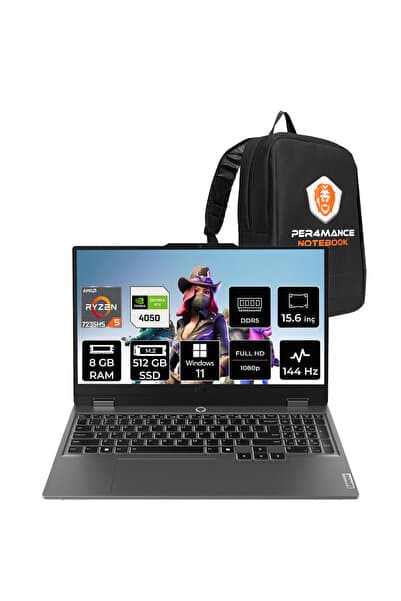 LENOVO LOQ 15ARP9 R5 7235HS 8GB 512GB SSD RTX4050/6GB 105W 15.6" FHD 144Hz W11P Gaming Laptop - Görsel 1