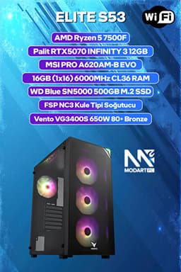 MODART ELITE S53 AMD R5 7500F 16GB RAM 500GB SSD RTX5070 FREEDOS