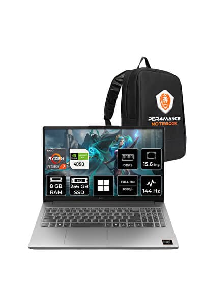 LENOVO LOQ 15ARP10E R7 7735HS 8GB 256GB SSD RTX4050/6GB 65W 15.6" FHD 144Hz W11P Gaming Laptop - Görsel 1