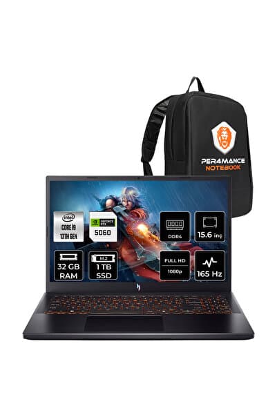 ACER Nitro V 15 i9 13900H RTX 5060 8GB 32GB RAM 1TB SSD 15.6" FHD 165Hz FreeDOS NHQZ8EY004P328 Gaming Laptop + Per4 Çanta - Görsel 1