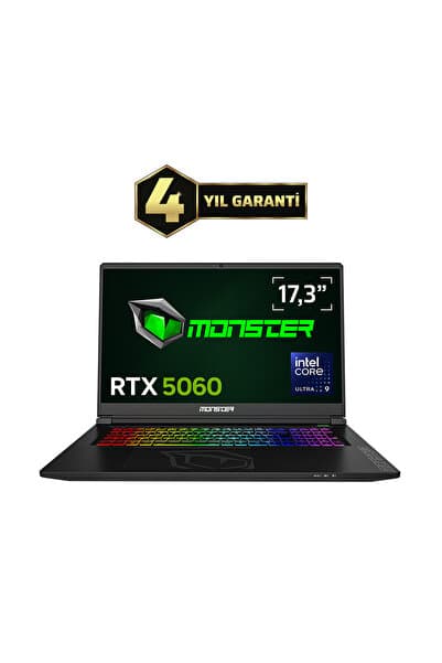 MONSTER Tulpar T7 V26.4 Intel Core Ultra 9 185H 16 GB RAM 500 GB SSD 8 GB RTX 5060 FreeDOS 17,3" FHD 144 Hz - Görsel 1